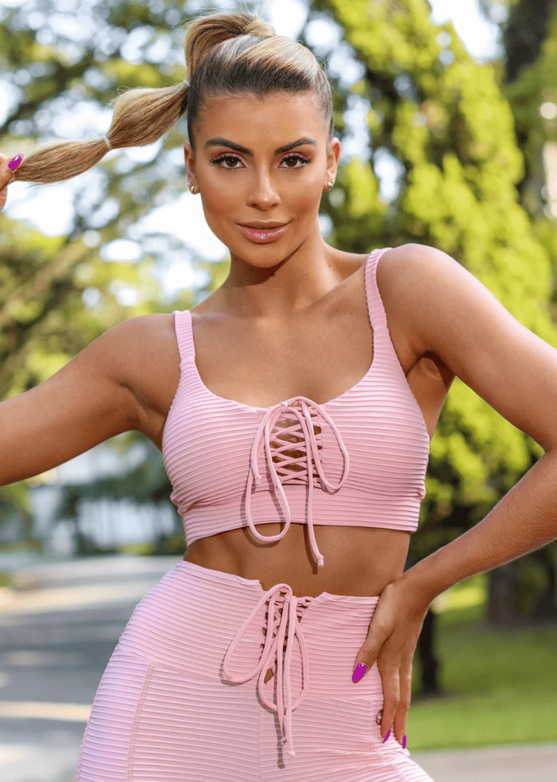 Conjunto Fitness Rosa c/ Cordão ®