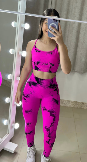 Conjunto de legging empina bumbum estampa gringa pink